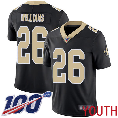 New Orleans Saints Limited Black Youth P J  Williams Home Jersey NFL Football #26 100th Season Vapor Untouchable Jersey->youth nfl jersey->Youth Jersey